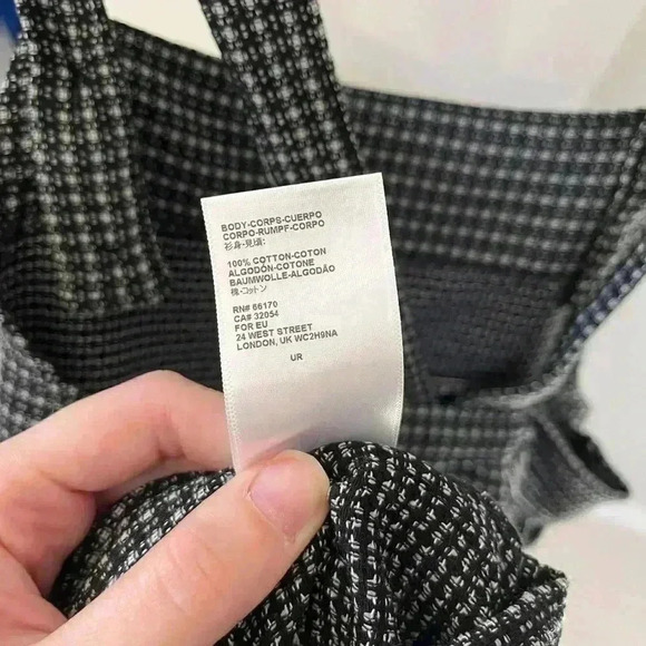 UO Urban Renewal Suspender Romper XS pinafore shorts black white overalls - Picture 8 of 8